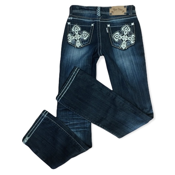 Rose Royce Premium Twilight Wash Distressed Low Rise Denim Jeans Size 28 - Picture 1 of 4